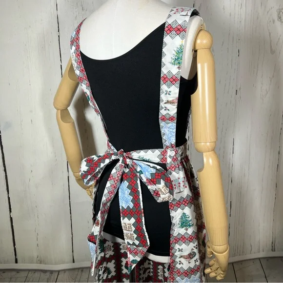 Vintage Reyn Spooner Christmas Kitchen Full Apron Hawaiian Print O/S Like New - Picture 9 of 16